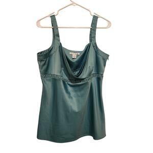 Envision Studio Light Teal Y2K Babydoll Sexy Satin Cami Tank Top Size Large